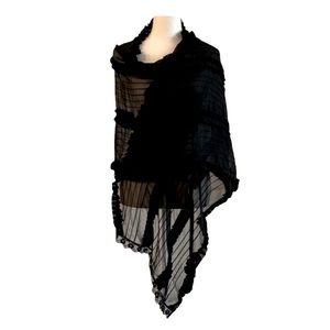 Reaction Kenneth Cole NEW Sheer Sarong Cover Up Black Wrap Lightweight Vacation